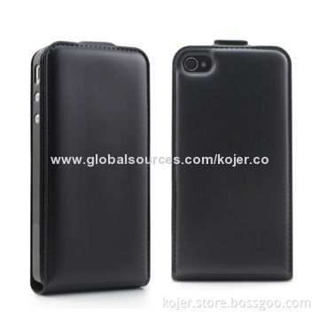 Cases for iPhone 4/4S with Flip Design and Electronic Embossed Fake Line